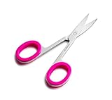 OceanPure Curved Tip Rubber Grip Nail Scissors (Pink) by OceanPure