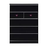 アルファタカバ かっこいい女性チェストシリーズ タバサチェスト 75cm幅5段 ブラック(ハートパープル)