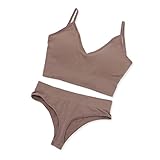 [BROWN PARKER] ブラ&ショーツ セット (キャミソール) ブラトップ ブラジャー ノンワイヤー (XL, ローズ)