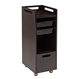 ＜ FV ＞ ウッドワゴン 1 ブラックウォルナット 幅32cm×奥行42cm×高さ87cm [ エステワゴン ネイルワゴン キッチンワゴン マルチワゴン サイドワゴン キャスター付き サイドラック 収納ラック 木製 ウッド 収納 業務用 