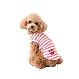 EDWIN エドウィン ドッグシャツ タンクトップ ボーダー | 袖なし ブランド 犬 犬服 小型犬 かわいい 可愛い シンプル 抗菌 ドッグウェア 犬服 通年使える ドッグウェア 室内着 犬 車内 犬服 お散歩 お出かけ アウトドア 旅行 ブランド (ピンク, S)