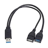 KAUMO USB3.0電源補助ケーブル オス(USB3.0) メス(USB3.0+USB2.0) 30cm