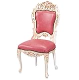 ダイニングチェア 2脚セット 本皮 ピンク ロココ クラック仕上げ