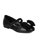 Little Angel ah63合成皮革生地リボン装飾Mary Jane Ballerina Flat ( Toddler / Little Girl ) – ブラック カラー: ブラック