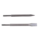 Baosity ポイントチゼル＋フラットチゼル　丸シャンク　全２サイズ　ロータリーハンマー　直径14mm＆17mm　 - 直径14mm