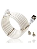 [Magic Cable 540X] マグネット 充電ケーブル magiccable 3in1 540度回転 iPhone TypeC TypeB USB 充電 マジックケーブル type-c ケーブル 白 1.8m