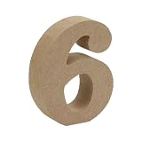 木製 オブジェ 切り文字 6 数字 Mサイズ 約9cm