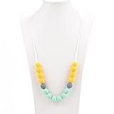 Aishine Teether -Natural Pain Reduce Rainbow Silicone Teething Pendant Nursing Breastfeeding Necklac