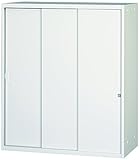壁面収納家具 引違スチール3枚戸 D:450 H:1050 棚板2枚付 オフホワイト MUASS-W11 日本製