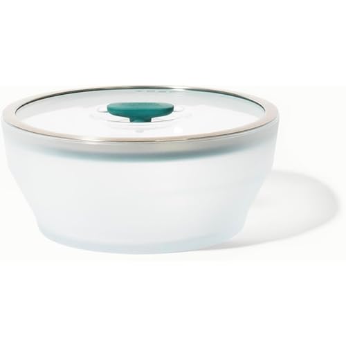 Anyday Everyday Microwave Cookware Extra Large Deep Dish, Safe Silicone & Glass, Rice Cooker & Vegetable Steamer, Kale Colour