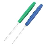 uxcell ソーイング千枚通し　ブルー＆シルバートーン＆グリーン　プラスチック＆メタル　2個入り