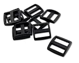 2[プリ20縦] 20個入 リュックカン プラスチック 20mm 縦高タイプ アジャスター ベルト バックル 内径20mm 移動カン 送りカン KAM社製 05 ブラック,内径20mm
