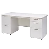 オフィス両袖机 1122020 幅160cm ホワイト W1600×D700×H700mm