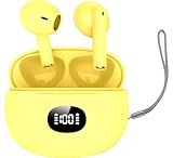 イヤホン Bluetooth イヤホン ワイヤレスイヤホン 2024最新ブルートゥースイヤホン EDR+Bluetooth5.3搭載 カルナ型 イヤホン 自動ペアリング 接続瞬時 ハンズフリー通話 マイク内蔵 タッチ操作 コンパクト/テレワーク/通勤/通学/WEB会議 (A6yellow)