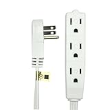 BindMaster 15 Feet Extension Cord / Wire, 3 Prong Grounded, 3 outlets, Angeled Flat Plug , White [並行