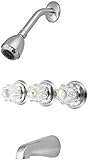 Olympia Faucets P-3240-BN Elite Three Acrylic Handle Tub And Shower Set with Adjustable Showerhead, 