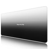 [KEYIRANGNI]マウスパッド 大型 ゲーミングマウスパット グラデーションパターン 大型の布系マウスパッド 規格90x40cmx0.3cm 厚手キーボードパッド 水洗い可能な滑り止めゴムベースのテーブルマット (白黒の上下グラデーション)