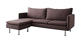 (コンパクトサイズ)  コーナーカウチソファ (幅175cm) 脚の取り外し可 (ダークブラウン)