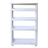 【キッチンワゴン スリム キャスター付き スリムワゴン】 幅12.5×奥行55×高さ97.4cm 木天板 5段(B494)