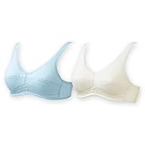 (ニッセン) nissen ティーンズ ジュニア 吸汗速乾 Ｕバック ノンワイヤー スポーツブラジャー ２枚組 オフホワイト＋サックス L