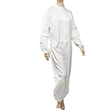 uxcell　静電防止　防止帯電服　保護服　ポリエステル製ホワイト　縞模様　長さスリーブ　防塵性能　クーロスセット　男女用