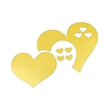 Rurah 3dハート型アートミラー壁ステッカーホームDIY壁紙装飾取り外し可能デカール、ゴールデンカラー