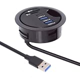 Cablecc 2ポート USB 3.0 ハブ SD TF USB-C USBスプリッター 60mm デスクグロメット ドックステーション Micro-SDカードリーダー デスクトップPC用(USB3.0+USB-C+SD/TF)