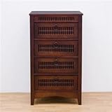 バンブーチェスト 【4段】 木製(天然木/竹) 幅45cm×奥行38cm アジアン調 脚付きタイプ 【完成品】 【代引不可】 [並行輸入品]