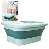 o-waki 大容量足湯桶 フットバスバケツ 折り畳み式 蓋付き スマホスタンド お湯が冷めにくい (グリーン)