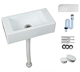 Qztuory長方形手洗器 洗面台、ブラケット付き壁掛け式 壁掛け 洗面ボール 置き型 手洗い鉢 手洗い器 手洗いボウル 洗面ボウル セット手洗い器 はプラスチック製の蛇口 白色