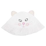 ベビー・赤ちゃん用 ガールズ ネコのデザイン ベビーハット 日よけ サンハット 帽子 女の子 (52cm) (ホワイト)