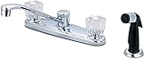 Aviditi Olympia Series K-5121 Elite Two Acrylic Handle Kitchen Faucet with Black Side Spray Assembly