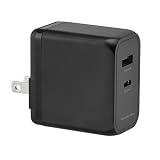 グリーンハウス USB-AC充電器 2ポート 65W Type-C Type-A ACアダプタ― 急速充電 PD対応 PSE AC充電器 ブラック GH-ACU2GD-BK