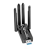 無線LAN 子機 WiFi６ AX1800 (1201Mbps + 574Mbps) USB3.0 無線LANアダプタ ４本アンテナ 外付けアンテナ PC デュアルバンド 低遅延 WPA3暗号化規格 日本語説明書