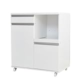 80cmレンジ台キャスター付き ホワイト 92005_WH