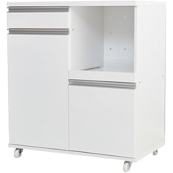 ホワイト／レンジ台 レンジボード キッチンワゴン レンジラック 幅80 電子レンジ対応 キッチン キッチン収納 収納 コンパクト キャスター付き 引出し