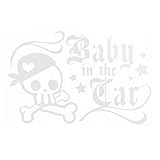 ホワイト（白）　Baby in the carドクロ 海賊 スカル ハート バンダナ 赤ちゃん 車 窓ガラス用シールタイプ 子供 妊婦 ※吸盤・マグネット...