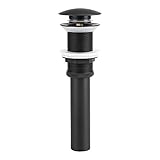 gloglowキッチンバスルーム盆地ストッパー、ソリッドプレミアム真鍮Pop UpバスタブDrain Plug Sink Strainer withオーバーフロー穴ブラック
