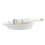 WHITE FANG(ホワイトファング) レザー ベルト おしゃれ ワニ クロコダイル カジュアル ナローベルト レディース BT118 (07:ホワイト)
