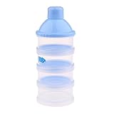 Dovewill 赤ちゃん　ベビー　お出かけ用　4層　粉ミルク　スナック　離乳食　保存容器　フードボックス　ボトル　全3色 - ブルー