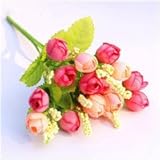 LuxBene(TM) 熱い販売かなり魅力的な5芽1ブーケミニローズ人工シルクフラワーの花嫁ブライダルホームデカール送料無料C88