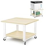 プリンター台 50cm*50cm*35cm 2段 耐荷重150kg ロータイプ キャスター 冷蔵庫用置き台 洗濯機用置き台保護パッド付き 木製 プリンターラック ワゴン レンジ台 ラック 机上＆机下台 移動しやすい 移動便利 オフィス ホーム用