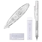 トンボ鉛筆 MONO 文房具セット シマーエディション フロスト ホワイト 4点セット (シャーペン0.5mm シャープ芯 消しゴム 修正テープ) PCC-443AAZ
