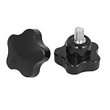 40mm Star Head M8x10mm Male Thread Screw on Clamping Knob Black 2pcs [並行輸入品]
