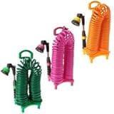 首振りガーデンコイルホース スタンドセット:グリーン