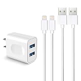 iPhone 充電器 USB 充電器 2ポート 12W ACアダプターiPhone 充電ケーブル 1M 2本 【PSE認証済み/急速】 iPad 充電器ケーブル スマホ充電器 急速充電器 ACアダプター 携帯あいふぉん 高速充電器 軽量 コンパクト 海外対応 iPhone/iPad/Android 等のUSB機器対応