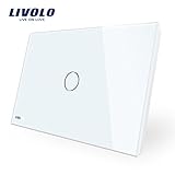 Livoloホワイト米国標準1ギャング1 WayウォールライトタッチスイッチでLEDインジケータAC 110 – 220 V、119 mm × 78 mm、 – c901 – 11