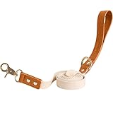 [RafiCaro] リード 幅広 犬 牛革 ツートンカラー おしゃれ かわいい 小型 中型 本革 平織り 軽い Dカン リング カラビナ ブラウン/アイボリー