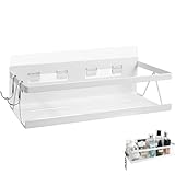 マグネット バスルーム ラック ホワイト 浴室ラック 2個セット 浴室収納 フック付き(31&32cm-マグネット, ホワイト)