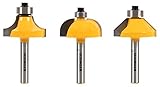 Yonico 13311q 3/8インチ（0.95センチ）3つのビット エッジを作るためのルータービットセット 1/4インチ（0.63センチ）のシャンク付き